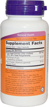 Now Foods Grape Seed, Extra Strength, 250 mg, 90 Veg Caps