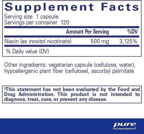 Pure Encapsulations Niacitol (Flush-free Niacin) 500mg, 60 vcaps