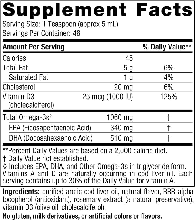 Nordic Naturals Arctic Cod Liver Oil (Lemon) 237ml