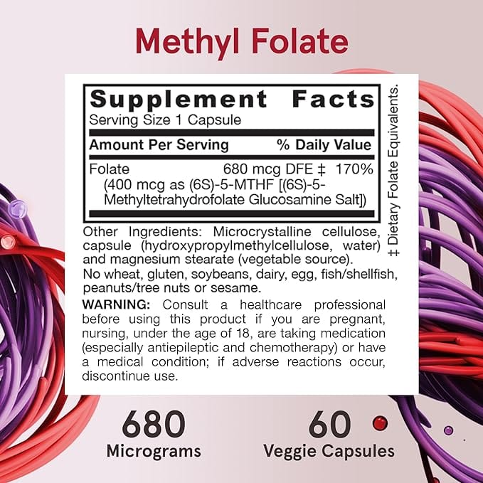 Jarrow Formulas - Methyl Folate 400mcg, 60 Capsules