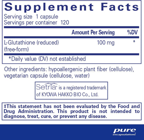 Pure Encapsulations Reduced Glutathione 100 mg 60 veg caps