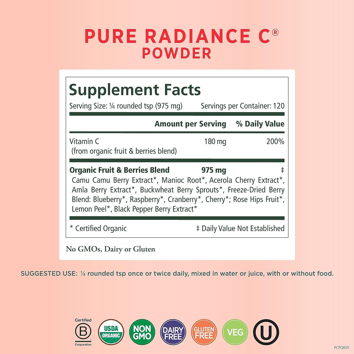 The Synergy Company Pure Radiance C Powder 120g (4oz)