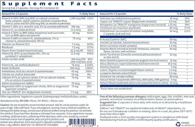 Klaire Labs - Core Multi 120 Capsules