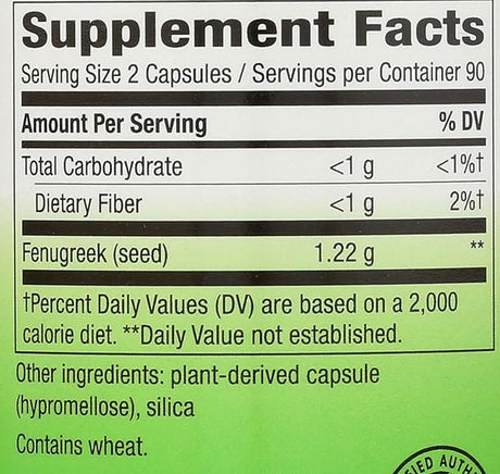 Nature's Way Fenugreek Seed 1220 mg, 180 Vegan Capsules