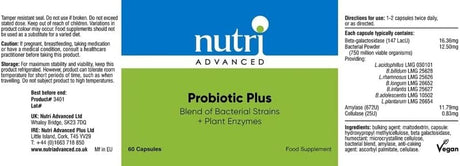 Nutri Advanced Probiotic Plus 60 Capsules