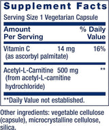 Acetyl-L-Carnitine 500 mg 100 veg caps - Life Extension - welzo