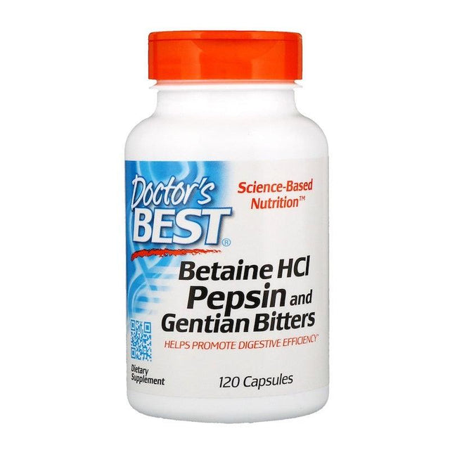 Betaine HCL Pepsin & Gentian Bitters, 120 Capsules - Doctor's Best - welzo