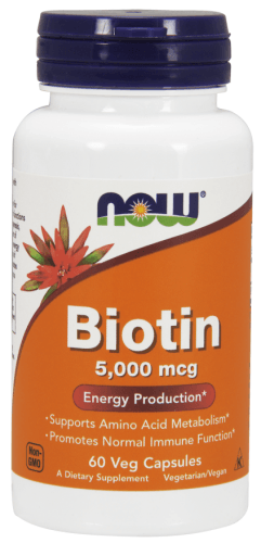 Biotin 5000mcg, 60 Capsules - Now Foods - welzo