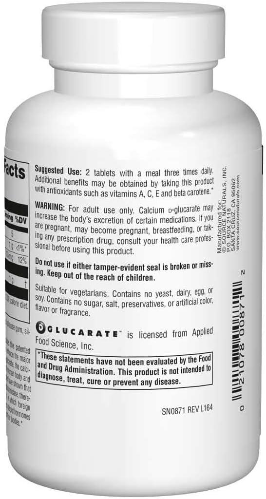 Calcium D-Glucarate, (500mg) 120 Tabs, Source Naturals - welzo