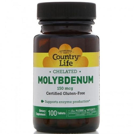 Chelated Molybdenum, 150 mcg, 100 Tablets - Country Life - welzo