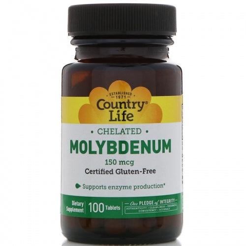 Chelated Molybdenum, 150 mcg, 100 Tablets - Country Life - welzo