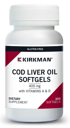 Cod Liver Oil with Vitamins A & D - 300 Gel Capsules - Kirkman - welzo