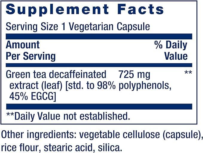 Decaffeinated Mega Green Tea Extract - 100 caps - Life Extension - welzo