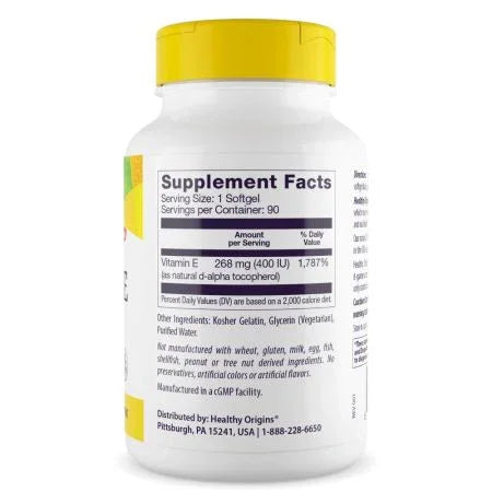 Healthy Origins Vitamin E 400iu Softgels