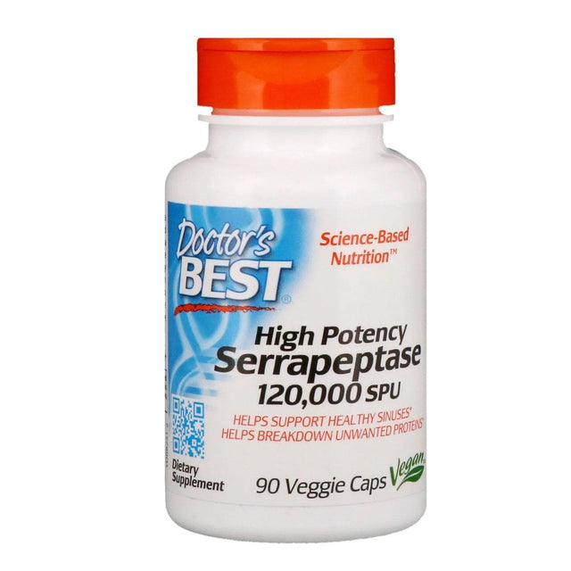 High Potency Serrapeptase 120,000 SPU, 90 Capsules - Doctor's Best - welzo