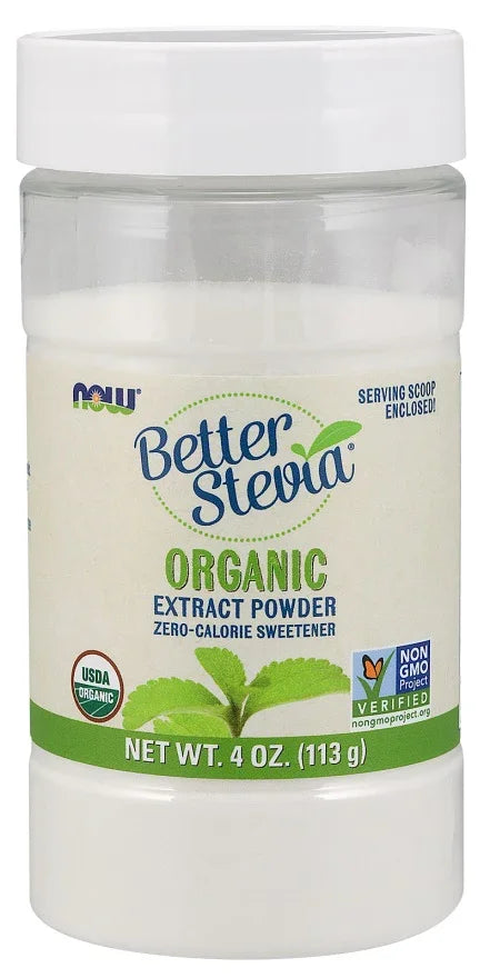 NOW Foods Better Stevia Extract Powder, Organic - 113 grams