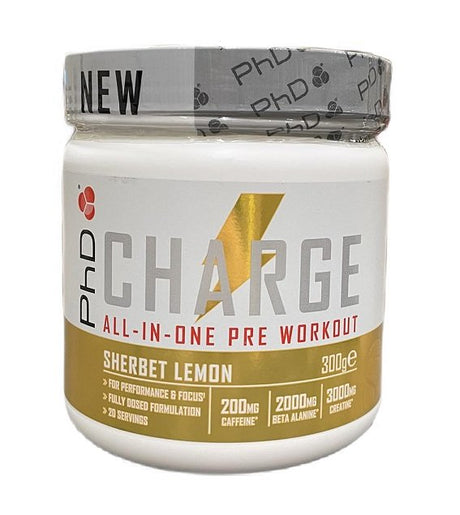 PhD Charge All-In-One Pre-Workout, Sherbet Lemon - 300 grams