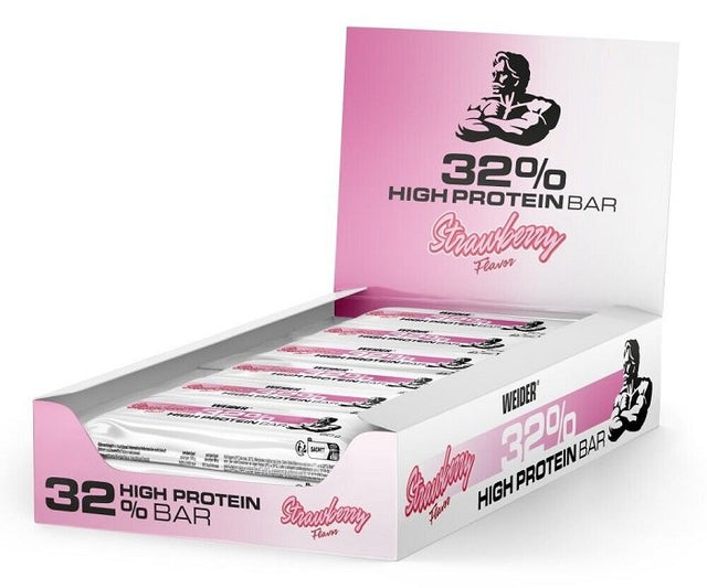 Weider 32% High Protein Bar, Strawberry - 12 x 60g