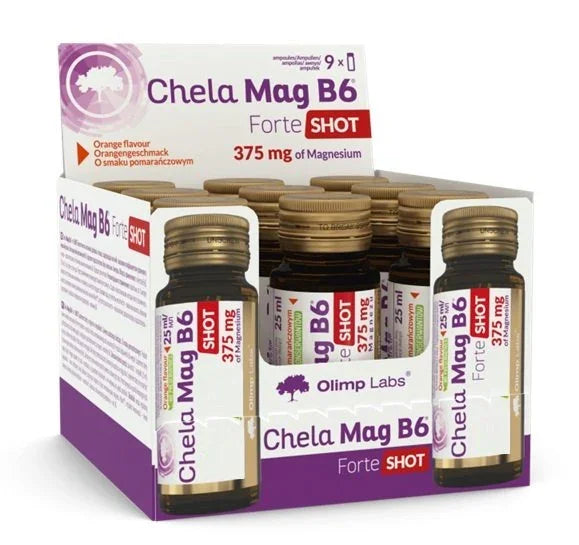 Olimp Nutrition Chela Mag B6 Forte Shot, Cherry (EAN 5901330090691) - 9 x 25 ml.