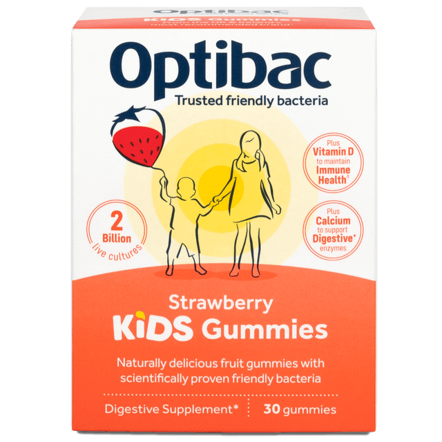 Kids Probiotics + Immune Support, 30 strawberry gummies - OptiBac - welzo