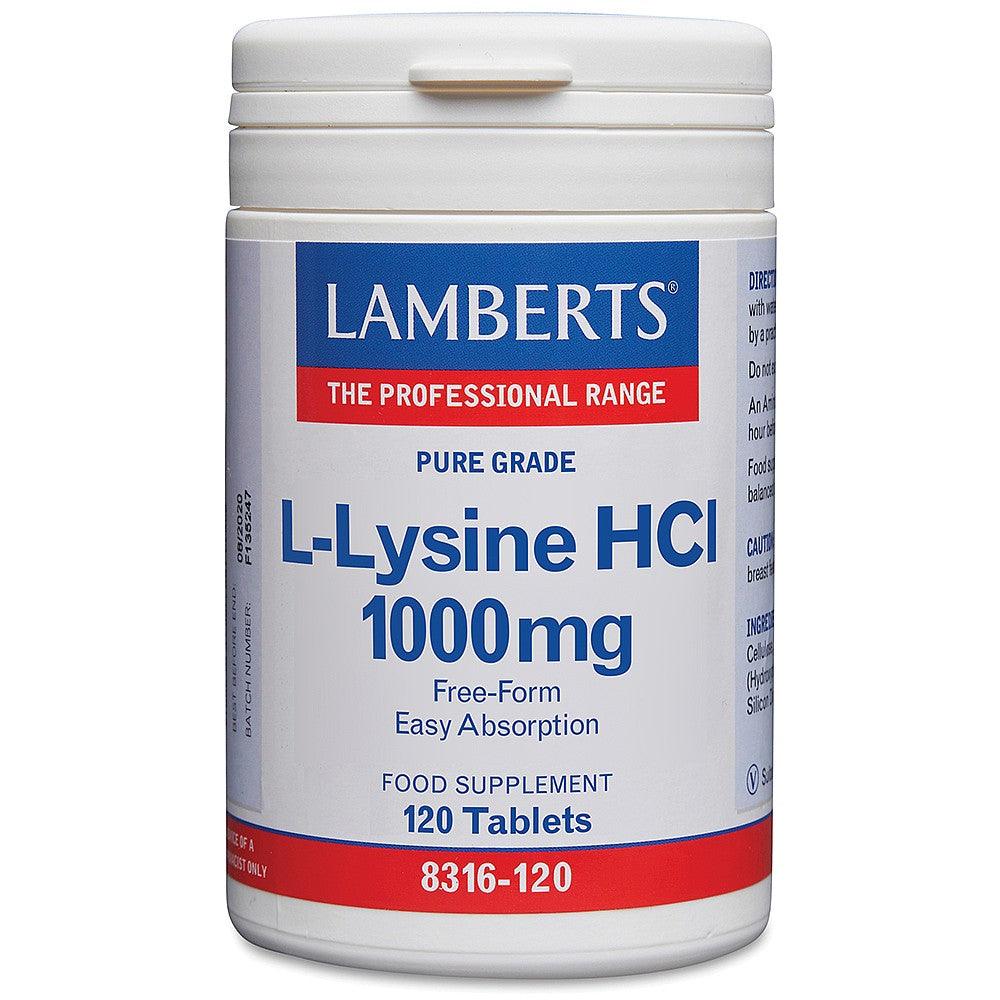 L-Lysine HCI 1000mg 120 Tablets - Lamberts - welzo