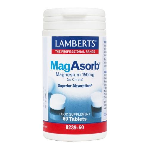 MagAsorbÂ® Magnesium 150mg (as Citrate) 60 tabs - Lamberts - welzo