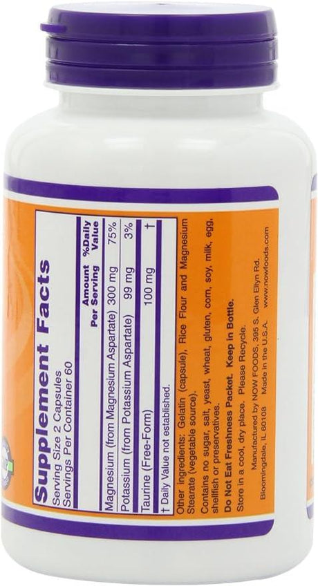 Magnesium & Potassium Aspartate, 120 Capsules - Now Foods - welzo