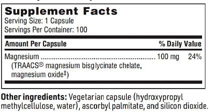 Magnesium Glycinate Complex 100mg, 100 Capsules - Klaire Labs - welzo