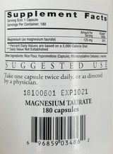 Magnesium Taurate, 180 Capsules - Cardiovascular Research - welzo