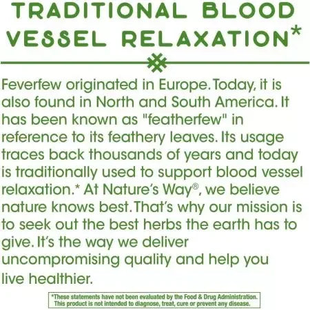 Nature's Way Feverfew Herb 380mg 180 Vegan Capsules