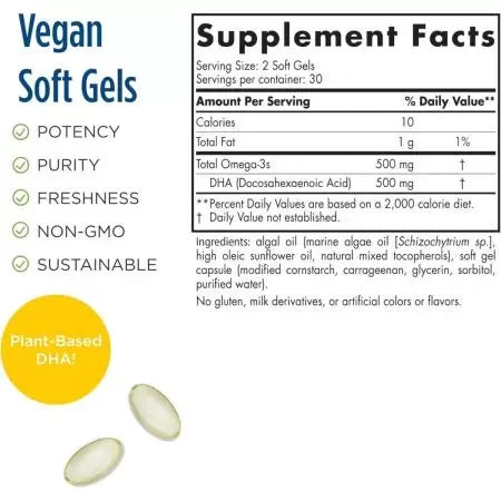 Nordic Naturals Algae DHA 500mg 60 Softgels