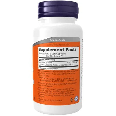 Now Foods AcetylLCarnitine 500 mg Veg Capsules