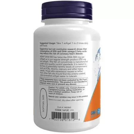 Now Foods DHA 500mg Softgels