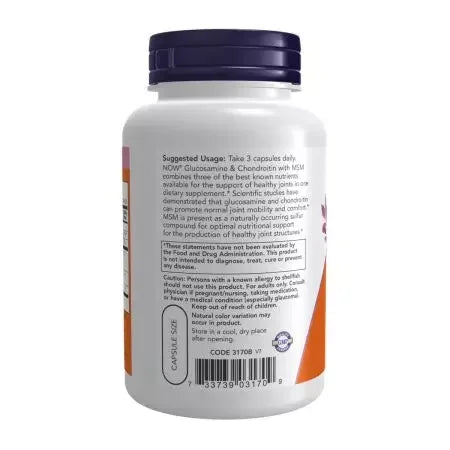Now Foods Glucosamine & Chondroitin with MSM Veg Capsules