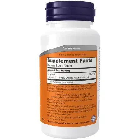 Now Foods Lysine 500mg Tablets