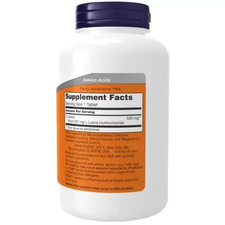 Now Foods Lysine 500mg Tablets