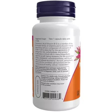 Now Foods Pantothenic Acid (Vitamin B5) 500 mg Capsules