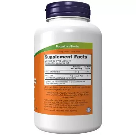 Now Foods Pau D'Arco 500 mg 250 Veg Capsules