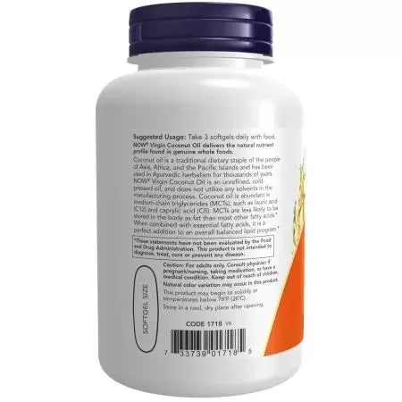Now Foods Virgin Coconut Oil 1000 mg 120 Softgels