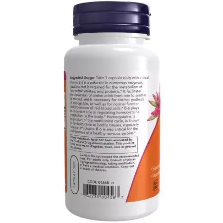 Now Foods Vitamin B6 (Pyridoxine HCl) 100 mg Capsules