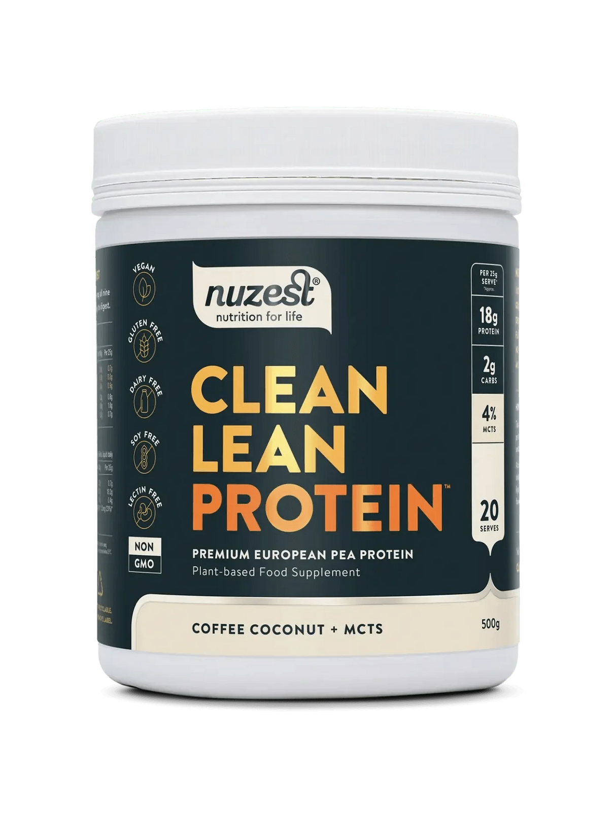 Nuzest - 500g - Clean Lean Protein Coffee Coconut + MCTS - welzo