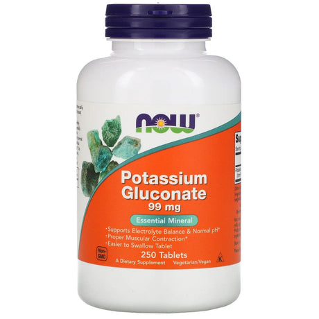 Potassium Gluconate 99mg, 250 Tablets - Now Foods - welzo