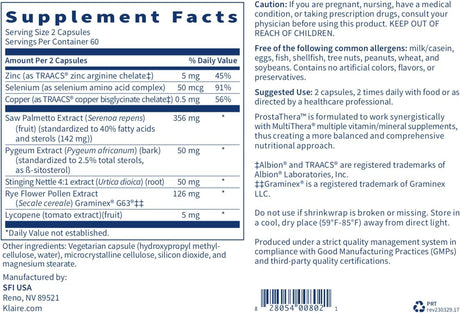 Klaire Labs - ProstaThera 120 Capsules