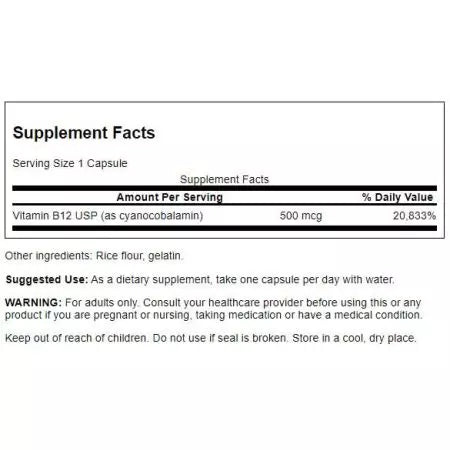 Swanson Vitamin B12 500mcg Capsules