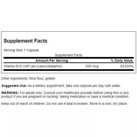 Swanson Vitamin B12 500mcg Capsules