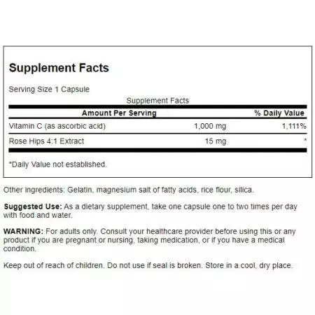 Swanson Vitamin C with Rose Hips 1,000 mg Capsules