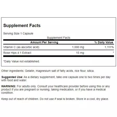 Swanson Vitamin C with Rose Hips 1,000 mg Capsules