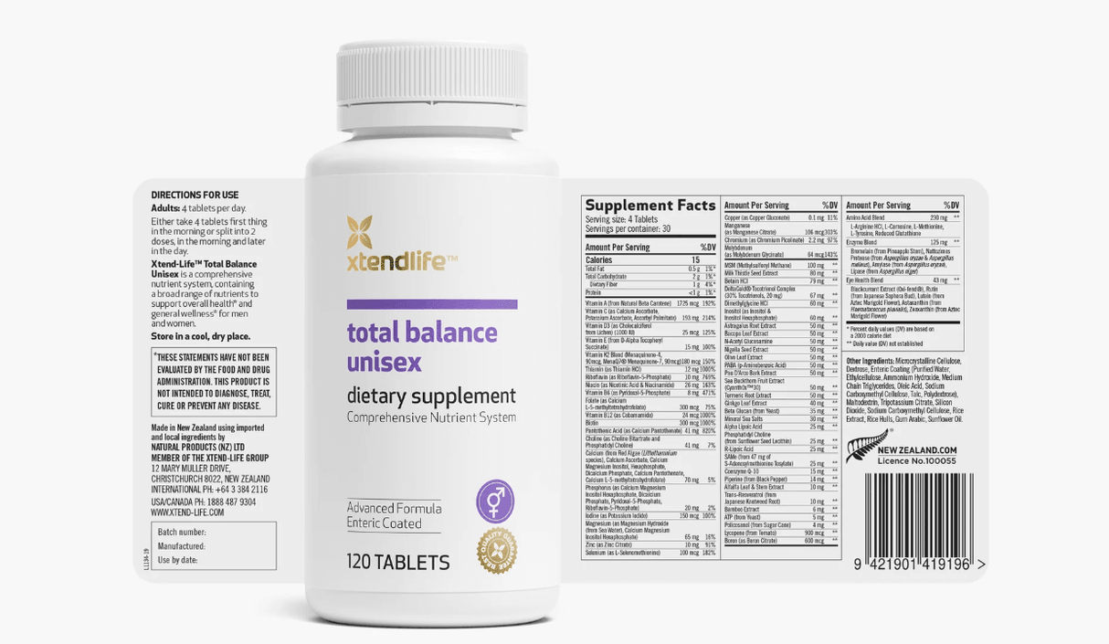 Xtendlife Total Balance Unisex - 120 Tabs