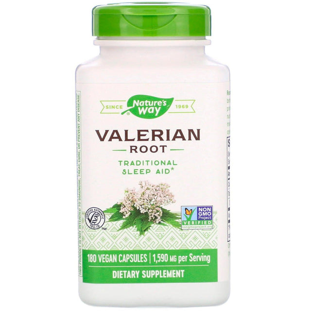 Valerian Root 1590 mg, 180 Vegan Capsules - Natures Way - welzo