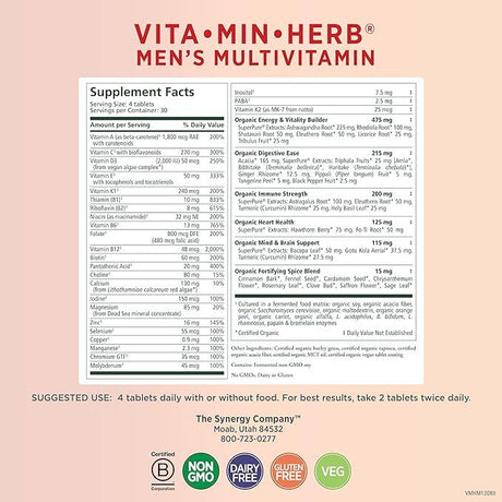 Vita Min Herb for Men, 120 Tablets - The Synergy Company - welzo